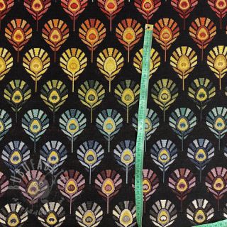 Tkanina gobelinowa GOBELIN PREMIUM Peacock Feather Bow black