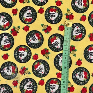 Bawełniana tkanina FRIDA Hearts skull digital print