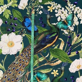 Tkanina dekoracyjna premium Peacock butterfly chique digital print