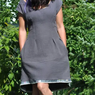Muślin double gauze dark grey ORGANIC
