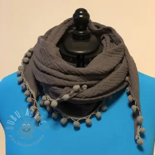 Muślin double gauze dark grey ORGANIC