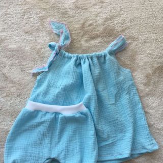 Muślin double gauze blue ORGANIC