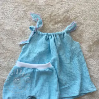 Muślin double gauze blue ORGANIC