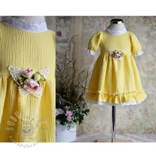 Muślin double gauze soft yellow ORGANIC