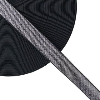 Guma hladká 2,5 cm glitter black silver