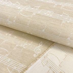 Tkanina dekoracyjna jacquard Music notes lyrics metallic