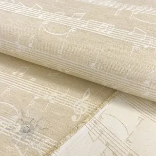 Tkanina dekoracyjna jacquard Music notes lyrics metallic