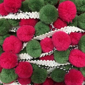 Pompon BIG fuchsia/green