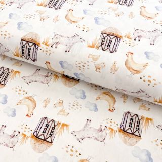 Bawełniana tkanina Snoozy fabrics Farm style Piggy digital print