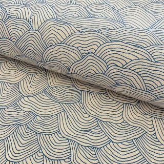 Tkanina dekoracyjna Linenlook Hand drawn wave petrol