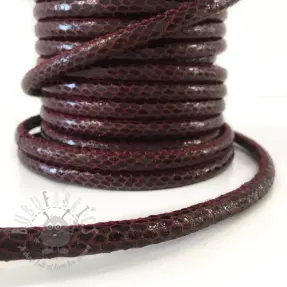 Sznurek imitacja skóry Snake bordeaux