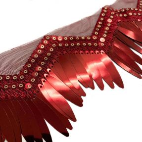 Tiul koronkowy Burlesque zigzag bordeaux