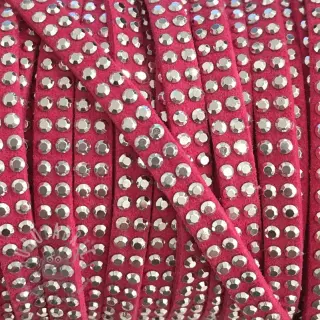 Zamszowy sznur z kryształkami fuchsia