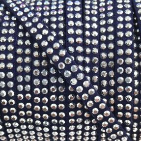 Zamszowy sznur z kryształkami dark blue