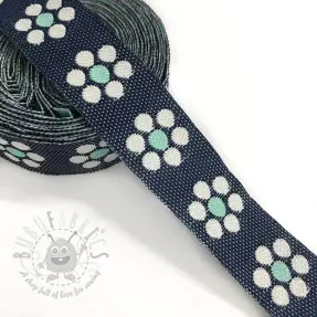 Wstążka Jeans kwiaty mint