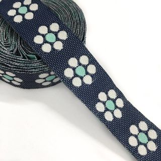 Wstążka Jeans kwiaty mint
