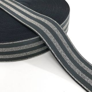 Guma gładka 4 cm LUREX SILVER dark grey
