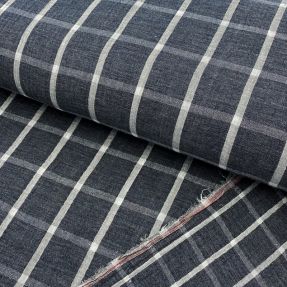 Muślina podwójna Double sided Checks navy melange
