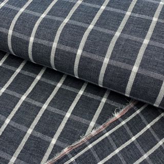 Dvojitá gázovina/mušelín Double sided Checks navy melange
