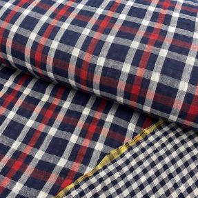 Muślina podwójna Double sided Checks navy