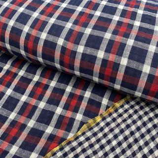 Dvojitá gázovina/mušelín Double sided Checks navy