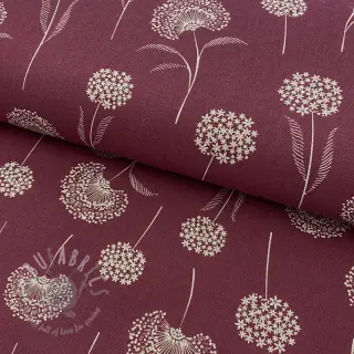 Tkanina dekoracyjna Linenlook Elegant dandelion bordeaux