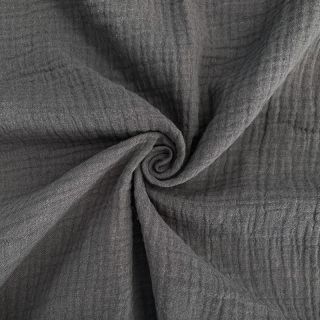 Dvojitá gázovina/mušelín dark grey ORGANIC