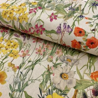 Tkanina dekoracyjna Linenlook Wildflower sunny field digital print