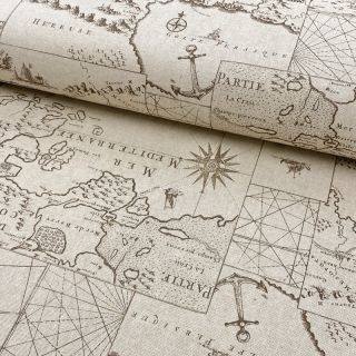 Tkanina dekoracyjna Linenlook Map mediterranean sea