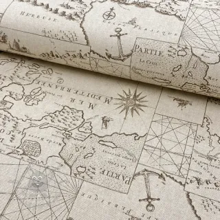 Tkanina dekoracyjna Linenlook Map mediterranean sea