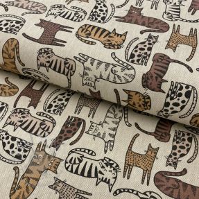 Tkanina dekoracyjna Linenlook Cat wildlife art