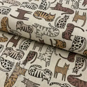 Tkanina dekoracyjna Linenlook Cat wildlife art
