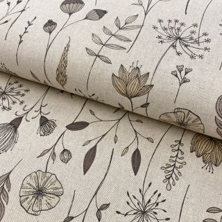 Tkanina dekoracyjna Linenlook Handdrawn flowers
