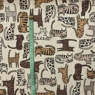 Tkanina dekoracyjna Linenlook Cat wildlife art