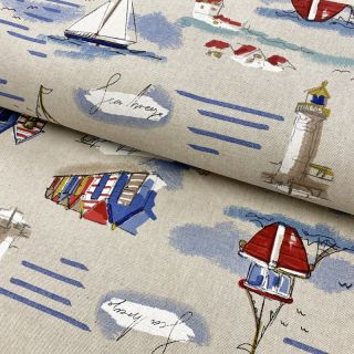 Tkanina dekoracyjna Linenlook Sea shore coast
