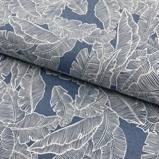 Bawełniana tkanina JEANS Leaves