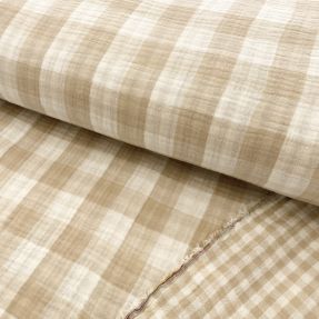 Dvojitá gázovina/mušelín Double sided CHECKS MINI beige