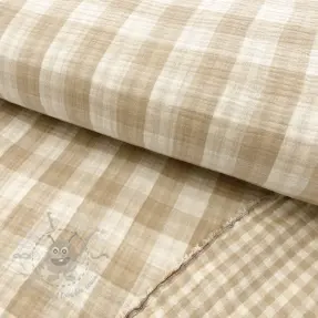 Muślin double gauze Double sided CHECKS MINI beige