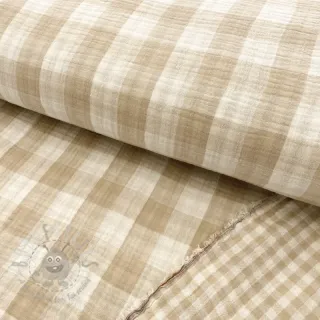 Muślin double gauze Double sided CHECKS MINI beige