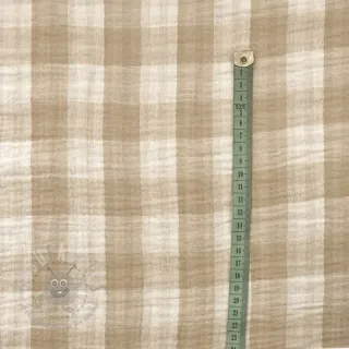 Muślin double gauze Double sided CHECKS MINI beige