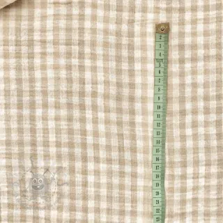 Muślin double gauze Double sided CHECKS MINI beige