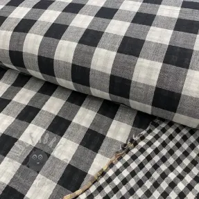 Muślin double gauze Double sided CHECKS MINI black
