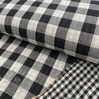 Muślin double gauze Double sided CHECKS MINI black