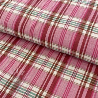 Muślin double gauze Double sided CHECKS pink