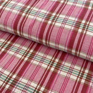 Podwójna gaza/muślin Double sided CHECKS pink