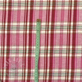 Muślin double gauze Double sided CHECKS pink