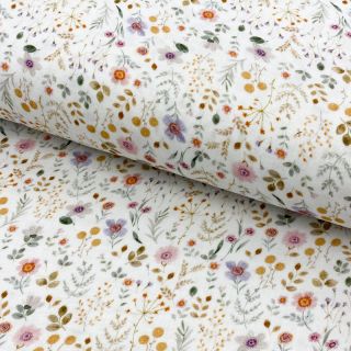 Muślin double gauze Lovely meadow white