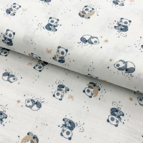 Dvojitá gázovina/mušelín Panda white digital print