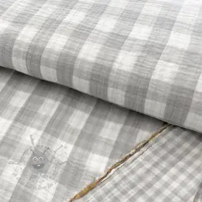 Muślin double gauze Double sided CHECKS MINI grey