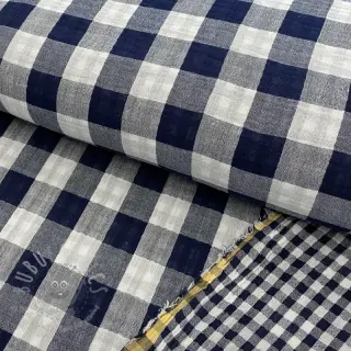 Muślin double gauze Double sided CHECKS MINI navy